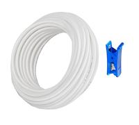 HUAZIZ Kit Universel de Raccordement de Conduite d'Eau de Blanc 50 meter, Raccord de Tuyau d'Alimentation d'Eau pour Osmoseur Réfrigérateur, Raccord De Filtre à Eau (1/4")+Couteau Coupe-Tuyau