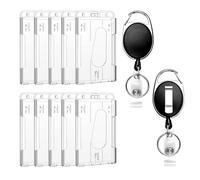 HUAZIZ lot de 10 Porte-cartes d'identité, porte-cartes rétractables avec enrouleur de clé, utilisation verticale, en plastique rigide pour cartes d'identité et cartes de crédit