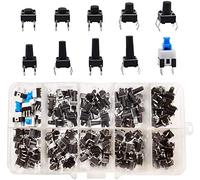 HUAZIZ Lot de 200 Interrupteurs à Bouton-poussoir Tactiles, Tactile Bouton-Poussoir Micro Momentanée à 4 broches Tact Assortiment Kit pour Arduino (6 X 6, 7 X 7 mm)