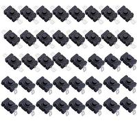 HUAZIZ Lot de 40 Interrupteur à Bouton Poussoir Autobloquant, KAN-28 Mini Interrupteur Lampe de Poche (20 Pièces Broche Plate avec Trou + 20 Pièces Broche Pliée avec Trou)