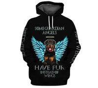 HuazomeeHZM Animal Rottweiler/Boxer/Malinois/Golden Retriever Angel Dog Sweat-Shirt à Capuche Unisexe imprimé en 3D Pull-Over décontracté Survêtement