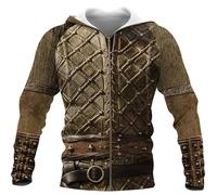 HuazomeeHZM Armure Chevalier Guerrier Hommes 3D Imprimé Sweat à Capuche Templiers Harajuku Mode Veste Pullover Manteau Unisexe à Fermeture éclair