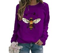 HuazomeeHZM Bee Kind Pull-Over Sweatshirts Femmes Casual Imprimé 3D Manches Longues Col Rond T-Shirts Automne Apiculteur Apiculture Streetwear