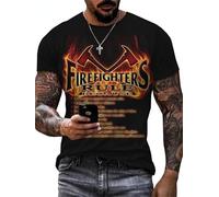 HuazomeeHZM Camion de Pompiers Sauvetage Impression 3D Femmes Hommes T-Shirts Pompier Pompier Été Manches Courtes Pullover Col Rond Mode Tops