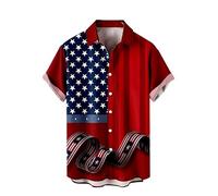 HuazomeeHZM Chemise à Manches Courtes pour Homme à Boutons avec Drapeau américain thème Patriotique 250e Anniversaire des États-Unis Style décontracté pour Tous Les Jours