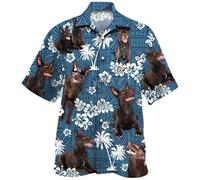 HuazomeeHZM Chemise élégante pour Homme pour Les Vacances à la Plage imprimée en 3D Manches Courtes boutonnée Motif Australian Kelpie Chemises d'été