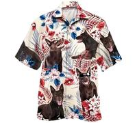 HuazomeeHZM Chemise élégante pour Homme pour Les Vacances à la Plage imprimée en 3D Manches Courtes boutonnée Motif Australian Kelpie Chemises d'été