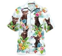 HuazomeeHZM Chemise élégante pour Homme pour Les Vacances à la Plage imprimée en 3D Manches Courtes boutonnée Motif Australian Kelpie Chemises d'été