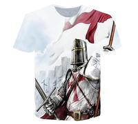HuazomeeHZM Chevaliers Templiers Impression 3D T-Shirt Motif croisé Mode décontracté T-Shirts Hommes Harajuku Haut