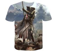HuazomeeHZM Chevaliers Templiers Impression 3D T-Shirt Motif croisé Mode décontracté T-Shirts Hommes Harajuku Haut