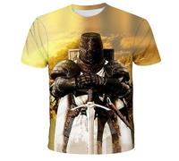 HuazomeeHZM Chevaliers Templiers Impression 3D T-Shirt Motif croisé Mode décontracté T-Shirts Hommes Harajuku Haut
