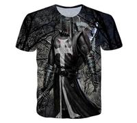 HuazomeeHZM Chevaliers Templiers Impression 3D T-Shirt Motif croisé Mode décontracté T-Shirts Hommes Harajuku Haut