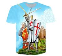 HuazomeeHZM Chevaliers Templiers Impression 3D T-Shirt Motif croisé Mode décontracté T-Shirts Hommes Harajuku Haut