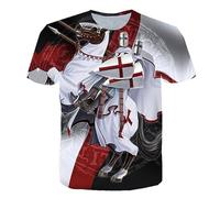 HuazomeeHZM Chevaliers Templiers Impression 3D T-Shirt Motif croisé Mode décontracté T-Shirts Hommes Harajuku Haut