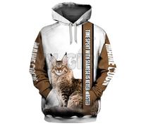 HuazomeeHZM Le Temps passé avec Bengal n'est jamais Perdu Sweat à Capuche imprimé en 3D Pull Unisexe Animaux Sweats à Capuche rigolos Casual Streetwear Tracksuit