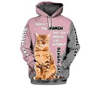 HuazomeeHZM Le Temps passé avec Bengal n'est jamais Perdu Sweat à Capuche imprimé en 3D Pull Unisexe Animaux Sweats à Capuche rigolos Casual Streetwear Tracksuit