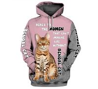 HuazomeeHZM Le Temps passé avec Bengal n'est jamais Perdu Sweat à Capuche imprimé en 3D Pull Unisexe Animaux Sweats à Capuche rigolos Casual Streetwear Tracksuit