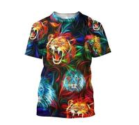HuazomeeHZM Magnifique Animal Amour Lion T-Shirt Homme imprimé en 3D T-Shirt à Manches Courtes Harajuku Tops Unisexe à la Mode Estivale