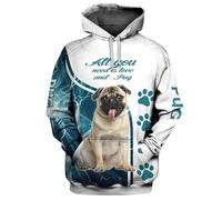 HuazomeeHZM Sweat à Capuche imprimé en 3D Bulldog Mom Sweatshirt Unisexe à Motif de Chien Amusant Streewear