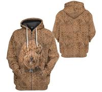 HuazomeeHZM Sweat à Capuche zippé Animals avec imprimé Graphique 3D Pitbull Dog Devant et derrière Sweat-Shirt Tendance Streetwear Harajuku