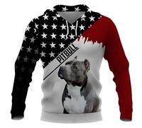 HuazomeeHZM Sweat-Shirt à Capuche pour Homme imprimé en 3D avec Motif Chien Pitbull Automne Unisexe vêtement de Sport décontracté