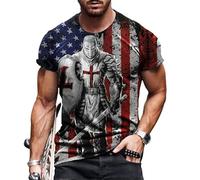 HuazomeeHZM Templier Chevalier Impression 3D Hommes T-Shirt été col Rond Manches Courtes T-Shirts Hauts Mode décontracté T-Shirts