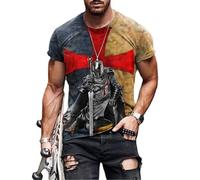 HuazomeeHZM Templier Chevalier Impression 3D Hommes T-Shirt été col Rond Manches Courtes T-Shirts Hauts Mode décontracté T-Shirts