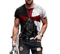 HuazomeeHZM Templier Chevalier Impression 3D Hommes T-Shirt été col Rond Manches Courtes T-Shirts Hauts Mode décontracté T-Shirts