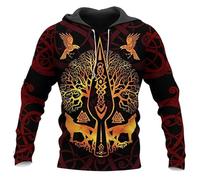 HuazomeeHZM Viking Tattoo 3D Imprimé Sweat à Capuche Femmes Hommes Myth Viking Pullover Sweat à Capuche avec Poche