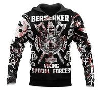 HuazomeeHZM Viking Tattoo 3D Imprimé Sweat à Capuche Femmes Hommes Myth Viking Pullover Sweat à Capuche avec Poche