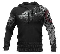 HuazomeeHZM Viking Tattoo 3D Imprimé Sweat à Capuche Femmes Hommes Myth Viking Pullover Sweat à Capuche avec Poche