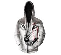 HuazomeeHZM Wolf Zip Up Hoodie Hommes/Femmes Howling Wolf Sweat-Shirt à Capuche imprimé en 3D à Manches Longues Pullover Jacket Tops