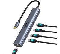Hub 10Gbps Usb C 100W Power Delivery Avec 4 Ports De Données Type C 3.1 Gen2 Ultra Slim 5 En 1 Usb C Adapter Pour Macbook Pro/Air M2 M1, Ipad Air/Pro, Dell, Hp, Surface[Z727]
