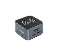 Wozinsky WHBC09Y8S Hub USB-C 12 en 1 avec fonction de charge sans fil en aluminium avec câble de 15 cm - Gris