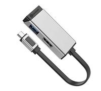 HUB 2 en 1 USB-C vers HDMI 4K 60Hz et USB-A 3.2 Série MagForce A-Logic Noir / Argent
