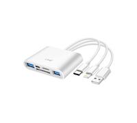 Hub 3 en 1 Lecteur Carte SD / USB / USB-C / Lightning Blanc