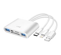 Hub 3 en 1 Lecteur Carte SD / USB / USB-C / Lightning Blanc