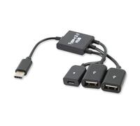 HUB 3 en 1 USB 3.1 Type C mâle vers 2, double USB A 2.0 femelle + Micro-USB femelle OTG