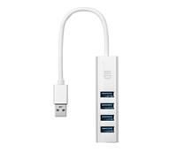 Hub 4 ports USB 3.0 2 alimentations possibles PC ou secteur Inclus câble micro USB+chargeur 2A