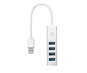 Hub 4 ports USB 3.0 2 alimentations possibles PC ou secteur Inclus câble micro USB+chargeur 2A