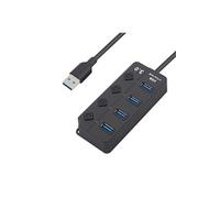 Hub 4 ports USB 3.0 pour PC MICROSOFT avec Alimentation Individuelle Multi-prises Adaptateur Rallonge (NOIR)