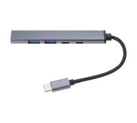 HUB 5 en 1 Type C USB 3.0/2.0 Type C 10 Gbit/s Transfert de données PD60W Chargement pour tout réglage HUB USB en alliage d'aluminium