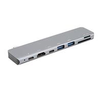 Hub 7 en 1 de type C avec USB 3.0, charge rapide PD, interface multimédia HD 4K, transfert de données rapide et fonction lecteur de cartes