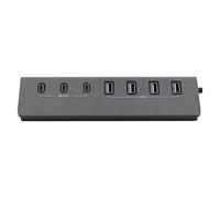 T'nB - Hub 7en1 USB-A & USB-C 3.0 en Aluminium vers 4X USB-A + 3xUSB-C - Gris foncé