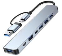 Hub 7 en 1 USB C, prise USB C avec 5 USB 3.0 + 2 type C, charge PD 100W, 5 ports USB 3.0, USB C Hub Multiport pour ordinateur portable, compatible PC, tablette, MacBook Air/Pro, iPad Pro, iPhone 16