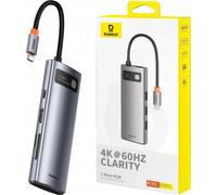 Hub 7W1 Baseus Gleam Baseus Gleam, Usb-C Do 1X Hdmi4K 60Hz + 3X Usb3.0 + 1X Pd + 1X Sd/Tf (Szary)
