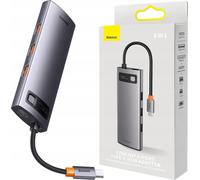 Adaptateur WKWG080213 Type-C Conversion HDMI4K@60Hz*1+USB3.1*3+PD*1+RJ45*1+SD/TF*1 Gris