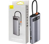 Hub 9W1 Baseus Metal Gleam Series, Usb-C Do 3X Usb 3.0 + Hdmi + Usb-C Pd + Ethernet Rj45 + Microsd/Sd + Vga