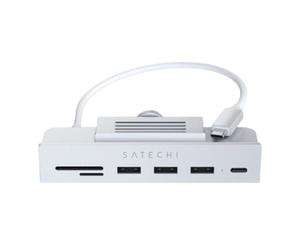 Hub à Pince USB-C pour iMac 24 pouces 2021 Multiports avec Bouton Réglable Argent