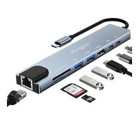 Hub/Adaptateur USB C avec RJ45 Ethernet(8 en 1), 4K HDMI, 100W PD, Lecture de Carte SD/TF, 2 Ports USB 3.0, Type C Adaptateur Multiport pour MacBook Pro/Air, iPad Pro, iMac, Série iPhone16/15, Galaxy